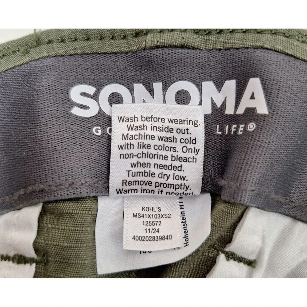 Sonoma Men's Cargo Shorts Flexwear Dusty Olive 6 Pockets Sz 46